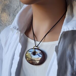 Natural Stone Vintage Jewelry Elegant Brown Jasper Pendant Necklace